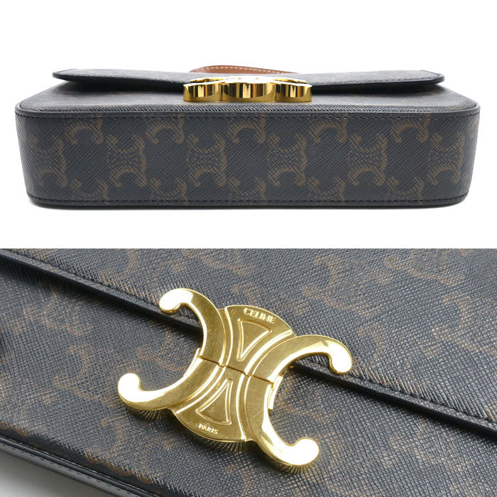 CELINE セリーヌ トリオンフ クロード ショルダーバッグ ブラウン 194142CUZ レディース【中古】【美品】