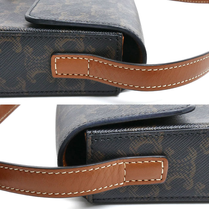 CELINE セリーヌ トリオンフ クロード ショルダーバッグ ブラウン 194142CUZ レディース【中古】【美品】
