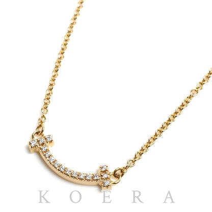 TIFFANY&Co. ティファニー K18YG イエローゴールド Tスマイル ミニ ネックレス 62617683 ダイヤモンド 2.3g 41/46cm レディース【中古】