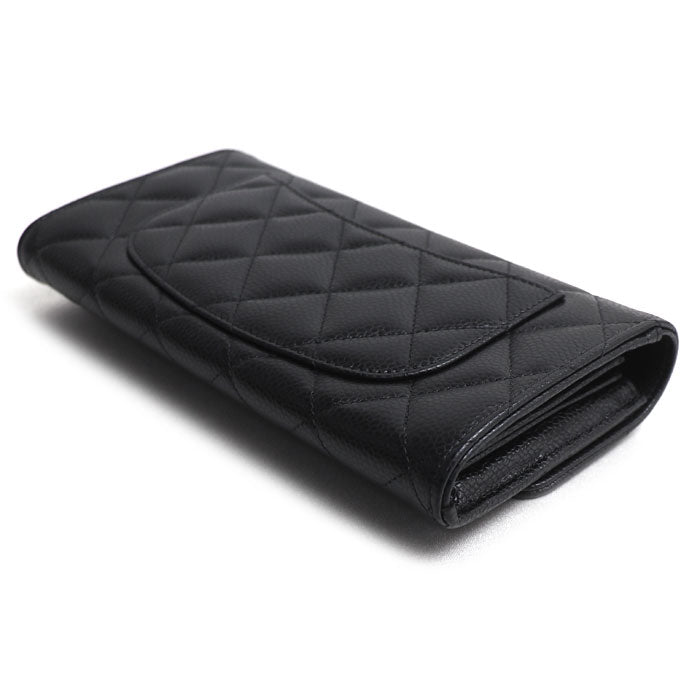 CHANEL シャネル マトラッセ クラシック ロング フラップウォレット 長財布 ブラック AP0241 レディース【中古】【美品】
