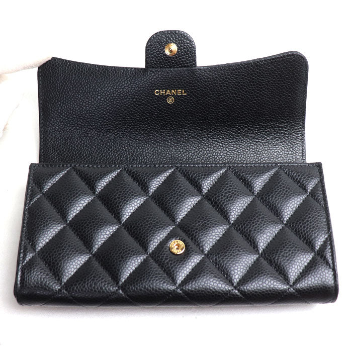 CHANEL シャネル マトラッセ クラシック ロング フラップウォレット 長財布 ブラック AP0241 レディース【中古】【美品】