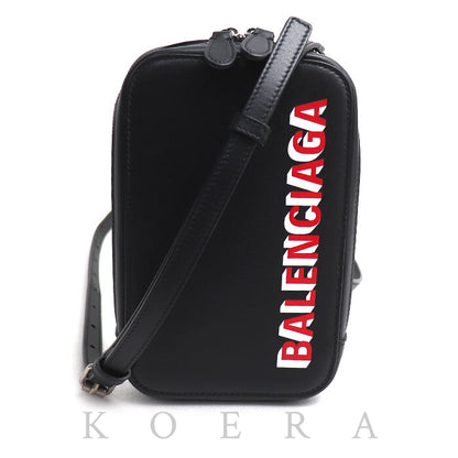 BALENCIAGA バレンシアガ キャッシュ ジップ フォンホルダー ショルダーバッグ ブラック 618189 ユニセックス【中古】