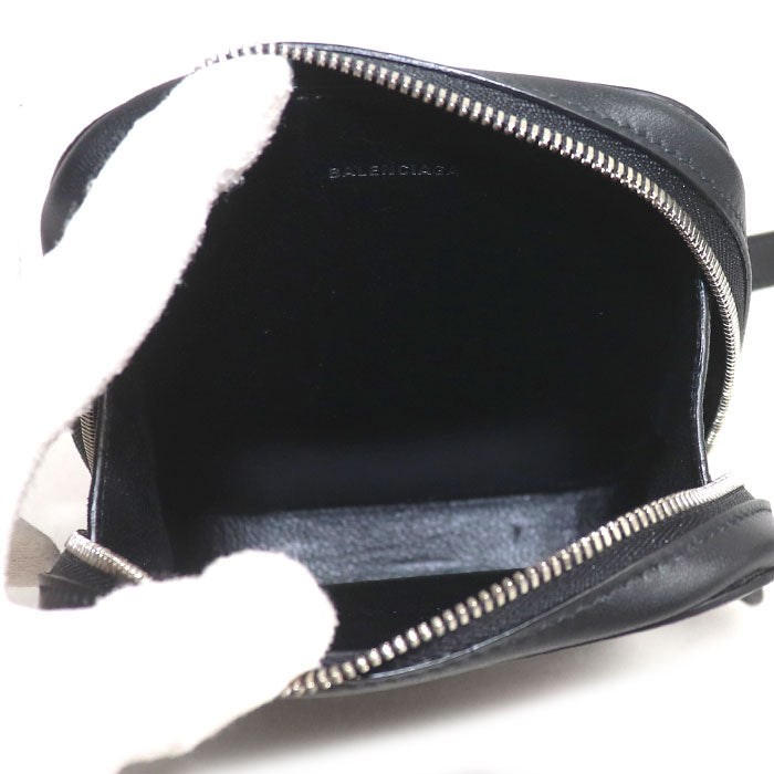 BALENCIAGA バレンシアガ キャッシュ ジップ フォンホルダー ショルダーバッグ ブラック 618189 ユニセックス【中古】