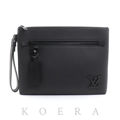 LOUIS VUITTON ルイ・ヴィトン テイクオフ ポーチ クラッチバッグ LVアエログラム ブラック M69837 ICチップ メンズ【中古】【美品】