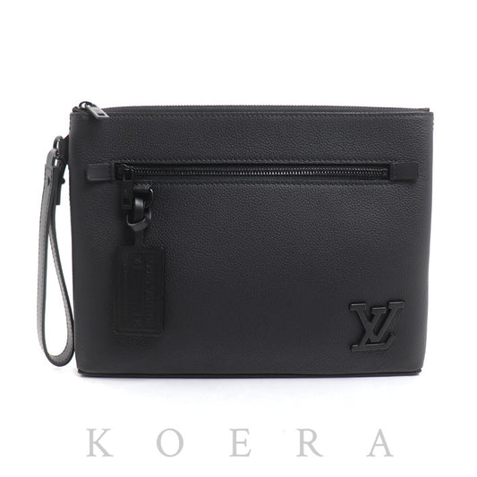 LOUIS VUITTON ルイ・ヴィトン テイクオフ ポーチ クラッチバッグ LVアエログラム ブラック M69837 ICチップ メンズ【中古】【美品】