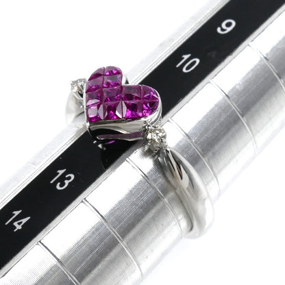 K18WG ホワイトゴールド ミステリー セッティング リング・指輪 ルビー0.41ct ダイヤモンド0.05ct 11号 2.9g レディース【中古】【美品】