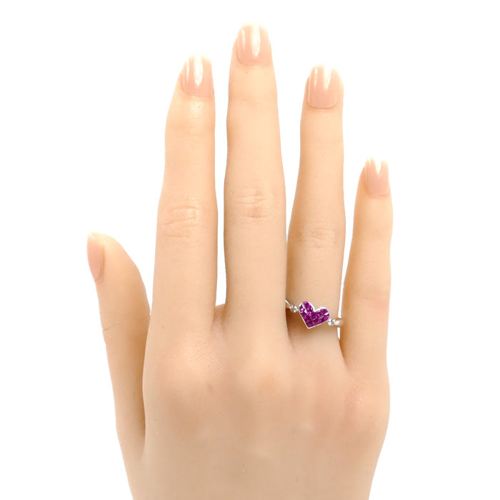 K18WG ホワイトゴールド ミステリー セッティング リング・指輪 ルビー0.41ct ダイヤモンド0.05ct 11号 2.9g レディース【中古】【美品】