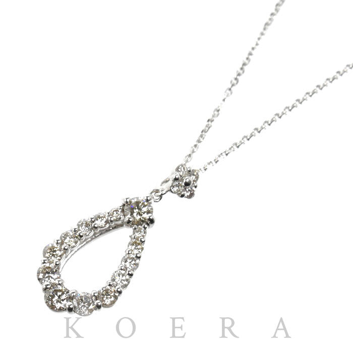 K18WG ホワイトゴールド ネックレス ダイヤモンド0.60ct 3.0g ～45cm フリーチェーン レディース【中古】