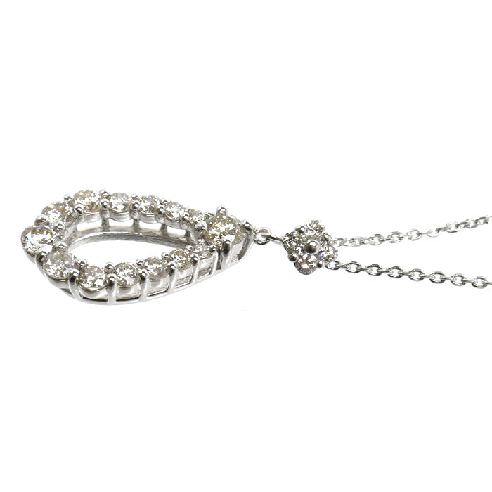 K18WG ホワイトゴールド ネックレス ダイヤモンド0.60ct 3.0g ～45cm フリーチェーン レディース【中古】