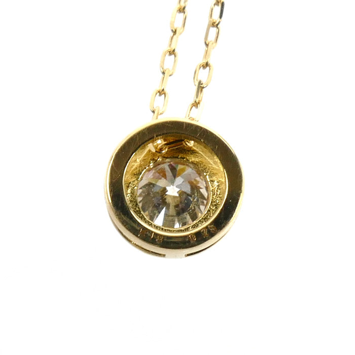 K18YG イエローゴールド ネックレス ダイヤモンド0.25ct 1.5g ～45cm ハート＆アロー フリーチェーン 一粒ダイヤ レディース【中古】