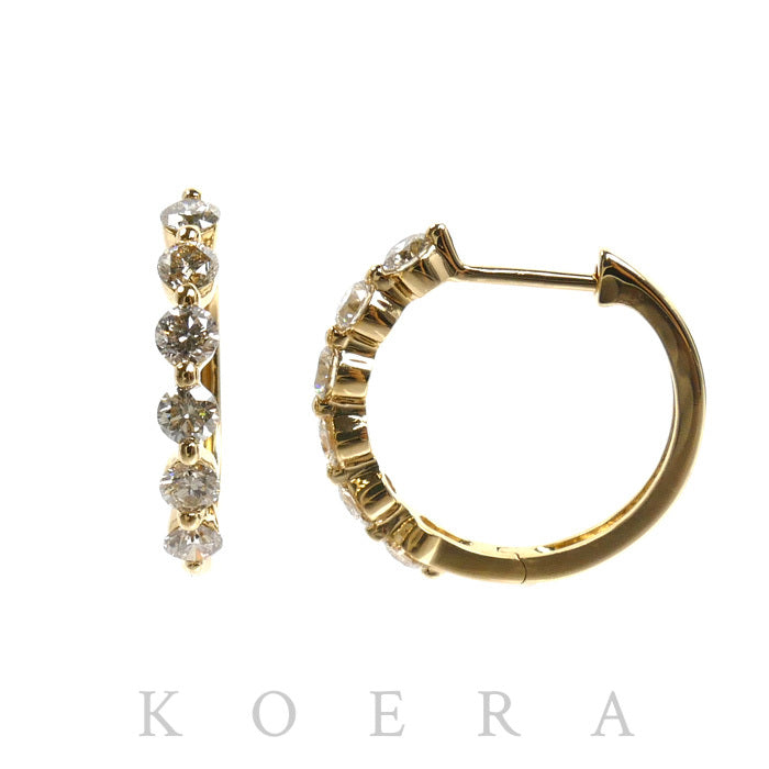 K18YG イエローゴールド ピアス ダイヤモンド0.50ct/0.50ct 3.4g レディース【中古】