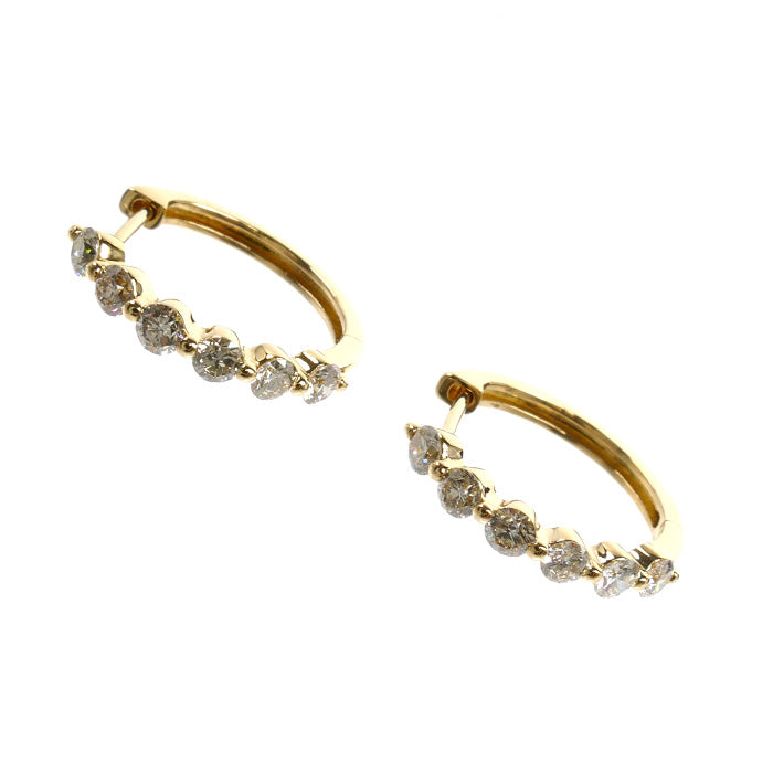 K18YG イエローゴールド ピアス ダイヤモンド0.50ct/0.50ct 3.4g レディース【中古】