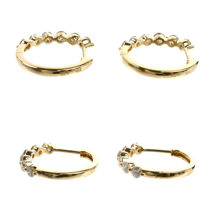 K18YG イエローゴールド ピアス ダイヤモンド0.50ct/0.50ct 3.4g レディース【中古】