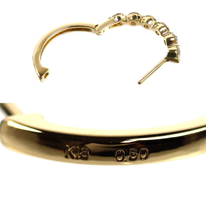 K18YG イエローゴールド ピアス ダイヤモンド0.50ct/0.50ct 3.4g レディース【中古】