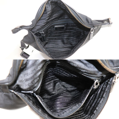 PRADA プラダ Re-Nylon xサフィアーノレザー ベルトバッグ ウエストバッグ ブラック 2VL033_2DMH_F0002 IC メンズ【中古】