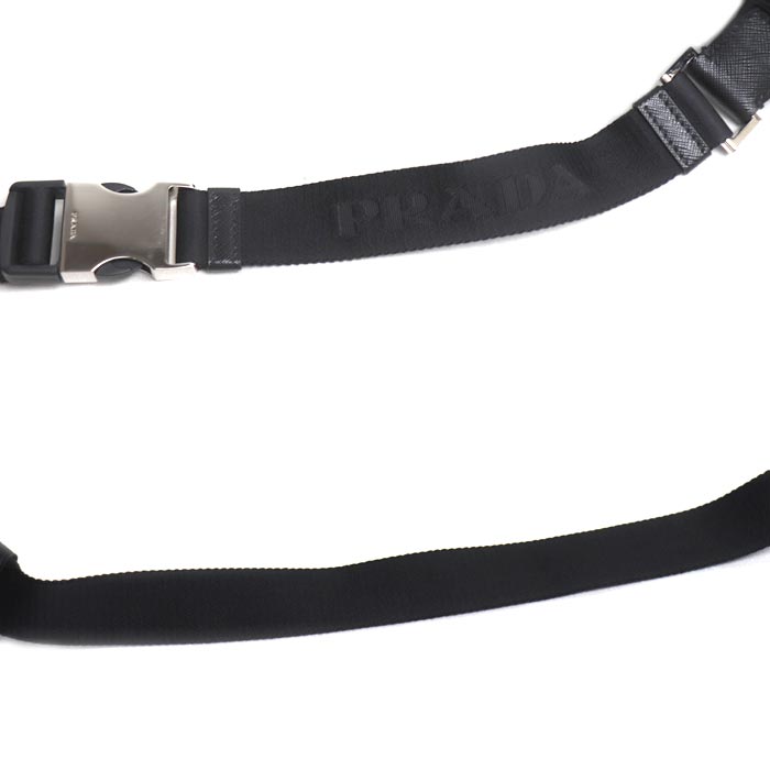 PRADA プラダ Re-Nylon xサフィアーノレザー ベルトバッグ ウエストバッグ ブラック 2VL033_2DMH_F0002 IC メンズ【中古】