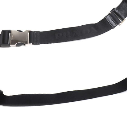PRADA プラダ Re-Nylon xサフィアーノレザー ベルトバッグ ウエストバッグ ブラック 2VL033_2DMH_F0002 IC メンズ【中古】