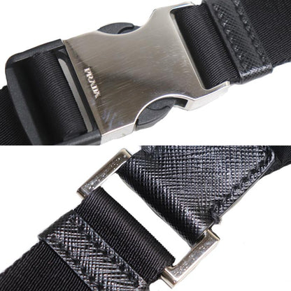 PRADA プラダ Re-Nylon xサフィアーノレザー ベルトバッグ ウエストバッグ ブラック 2VL033_2DMH_F0002 IC メンズ【中古】