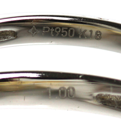 GSTV Pt950プラチナ K18YG イエローゴールド リング・指輪 ダイヤモンド1.00ct 15号 3.4g レディース【中古】