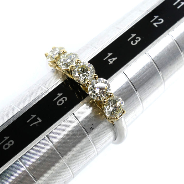 GSTV Pt950プラチナ K18YG イエローゴールド リング・指輪 ダイヤモンド1.00ct 15号 3.4g レディース【中古】