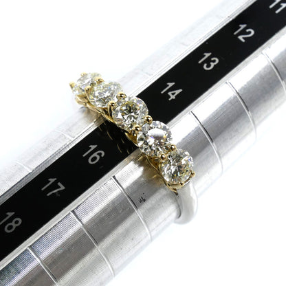 GSTV Pt950プラチナ K18YG イエローゴールド リング・指輪 ダイヤモンド1.00ct 15号 3.4g レディース【中古】