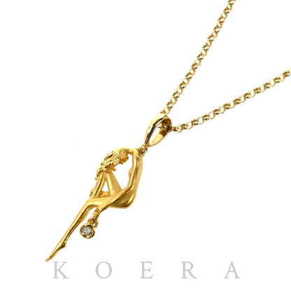 Carrera y Carrera カレライカレラ K18YG イエローゴールド ポモナ 妖精モチーフ 1Pダイヤ ネックレス ダイヤモンド 5.9g 43/46cm レディース【中古】