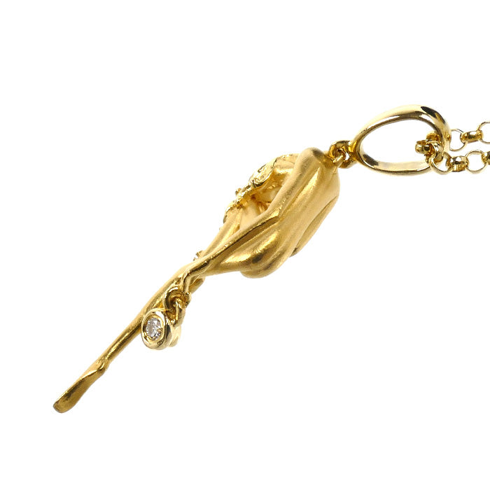 Carrera y Carrera カレライカレラ K18YG イエローゴールド ポモナ 妖精モチーフ 1Pダイヤ ネックレス ダイヤモンド 5.9g 43/46cm レディース【中古】