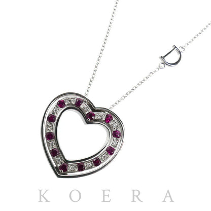 Damiani ダミアーニ K18WG ホワイトゴールド ベルエポック ハート ネックレス 20061335 ダイヤモンド ルビー 6.3g 42/50cm レディース【中古】【美品】