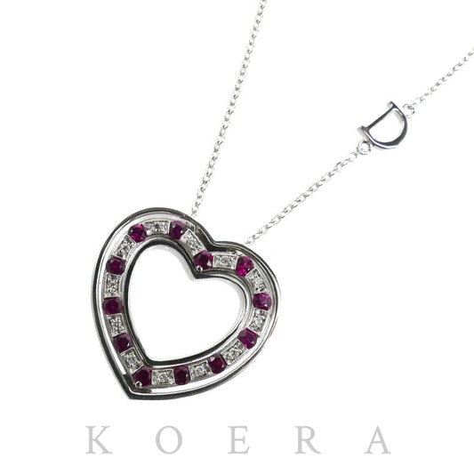 Damiani ダミアーニ K18WG ホワイトゴールド ベルエポック ハート ネックレス 20061335 ダイヤモンド ルビー 6.3g 42/50cm レディース【中古】【美品】