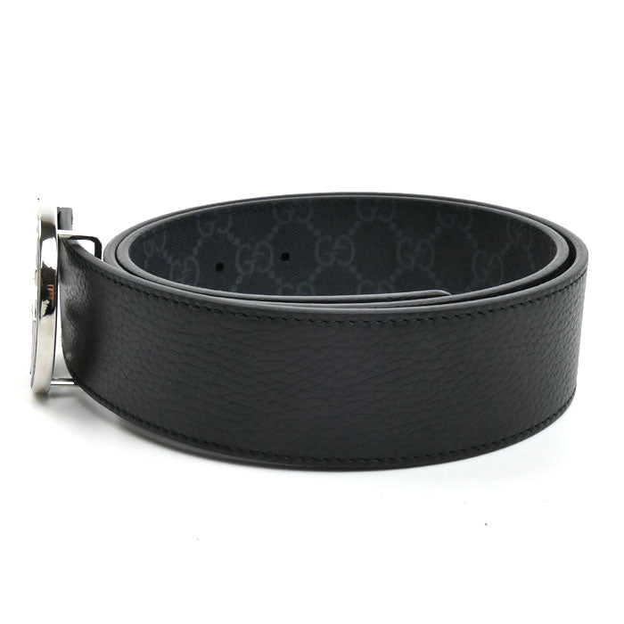 GUCCI グッチ インターロッキング Gバックル リバーシブル ベルト ブラック 812273 AAEB4 1000 80cm メンズ【中古】【極美品】