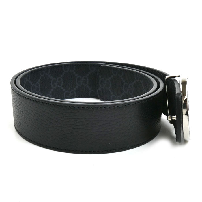GUCCI グッチ インターロッキング Gバックル リバーシブル ベルト ブラック 812273 AAEB4 1000 80cm メンズ【中古】【極美品】