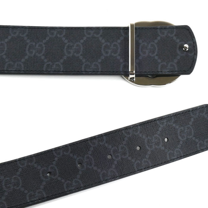 GUCCI グッチ インターロッキング Gバックル リバーシブル ベルト ブラック 812273 AAEB4 1000 80cm メンズ【中古】【極美品】