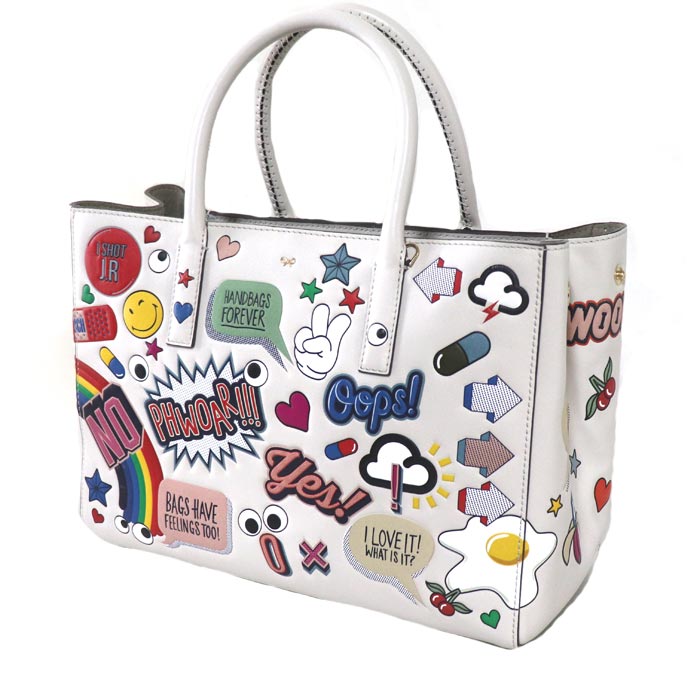 Anya Hindmarch アニヤ・ハインドマーチ All Over Wink Stickers トートバッグ ホワイト/マルチ S レディース【中古】【美品】