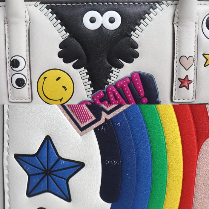 Anya Hindmarch アニヤ・ハインドマーチ All Over Wink Stickers トートバッグ ホワイト/マルチ S レディース【中古】【美品】