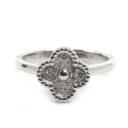 Van Cleef & Arpels ヴァンクリーフ＆アーペル K18WG ホワイトゴールド スウィート アルハンブラ リング・指輪 VCARO85800 ダイヤモンド 8号 48 3.3g レディース【中古】【美品】