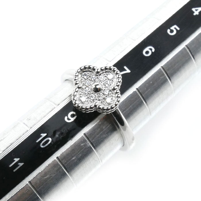 Van Cleef & Arpels ヴァンクリーフ＆アーペル K18WG ホワイトゴールド スウィート アルハンブラ リング・指輪 VCARO85800 ダイヤモンド 8号 48 3.3g レディース【中古】【美品】