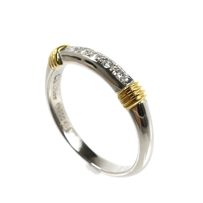 Dior ディオール Pt900プラチナ K18YG イエローゴールド リング・指輪 ダイヤモンド0.08ct 9号 3.2g レディース【中古】【美品】