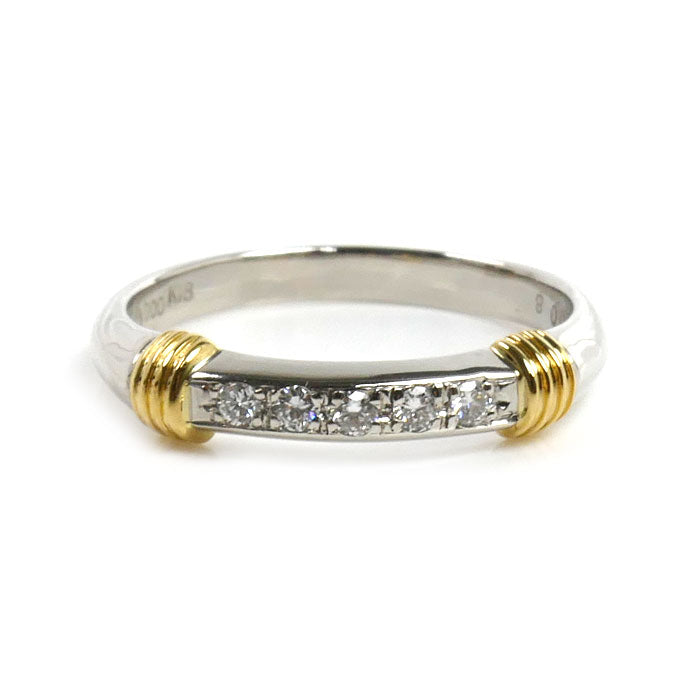 Dior ディオール Pt900プラチナ K18YG イエローゴールド リング・指輪 ダイヤモンド0.08ct 9号 3.2g レディース【中古】【美品】
