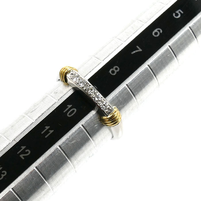 Dior ディオール Pt900プラチナ K18YG イエローゴールド リング・指輪 ダイヤモンド0.08ct 9号 3.2g レディース【中古】【美品】
