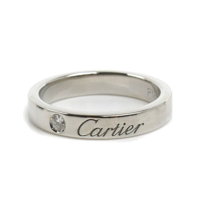 CARTIER カルティエ Pt950プラチナ エングレーブド 1Pダイヤ リング・指輪 B4051345 ダイヤモンド 5号 45 4.4g レディース【中古】【美品】