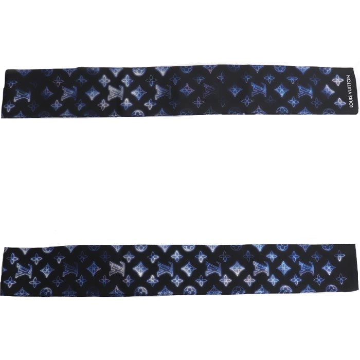 LOUIS VUITTON ルイ・ヴィトン バンドー・マヒナ スカーフ ブラック×ブルー系 M77420 IS1221 レディース【中古】