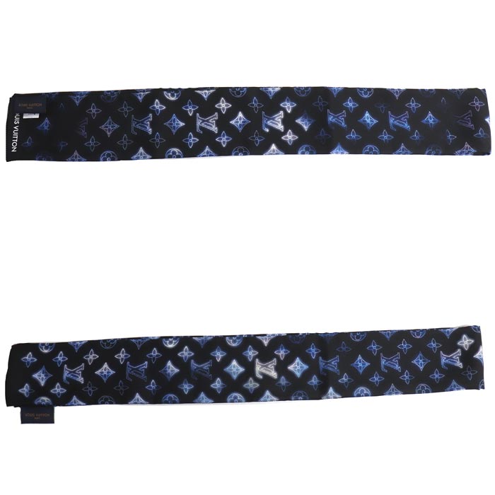 LOUIS VUITTON ルイ・ヴィトン バンドー・マヒナ スカーフ ブラック×ブルー系 M77420 IS1221 レディース【中古】