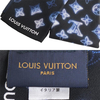 LOUIS VUITTON ルイ・ヴィトン バンドー・マヒナ スカーフ ブラック×ブルー系 M77420 IS1221 レディース【中古】