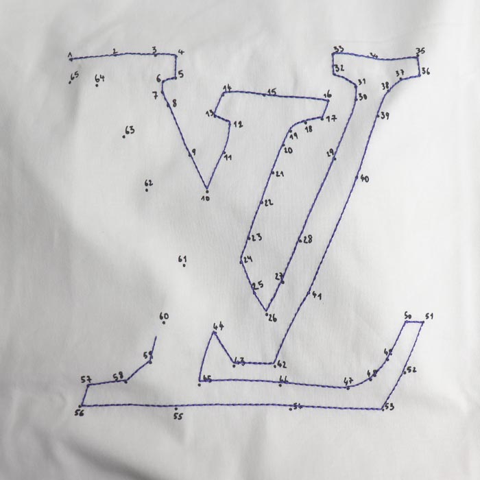 LOUIS VUITTON ルイ・ヴィトン LVステッチプリント 半袖Ｔシャツ ホワイト RM212Q NPG HLY42W XL 21AW メンズ【中古】