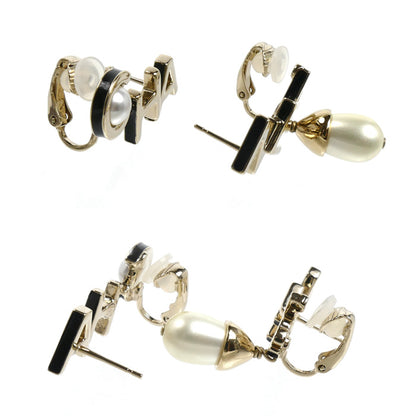 CHANEL シャネル GP ロゴ フェイクパール ピアス イヤリング AB9508 9.4g レディース【中古】