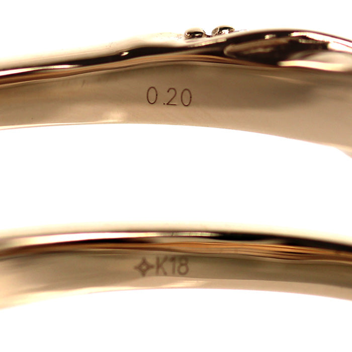 GSTV ジーエスティービー K18PG ピンクゴールド リング・指輪 ダイヤモンド0.20ct 20号 3.1g 大きなサイズ レディース【中古】【美品】