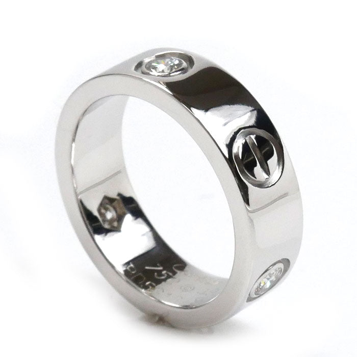 CARTIER カルティエ K18WG ホワイトゴールド ラブリング ハーフダイヤ リング・指輪 B4032549 ダイヤモンド 9号 49 8.0g レディース【中古】【美品】