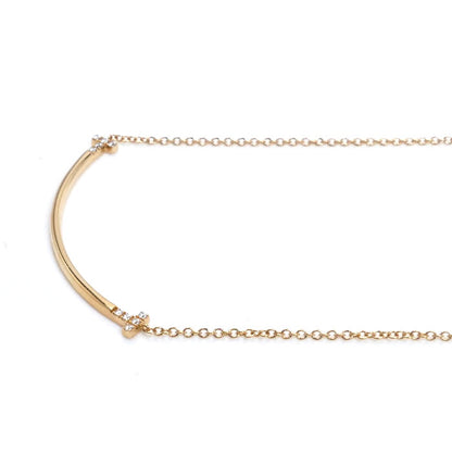 TIFFANY&Co. ティファニー K18PG ピンクゴールド Tスマイル スモール ネックレス 74956963 ダイヤモンド 2.6g 40/45cm レディース【中古】【美品】