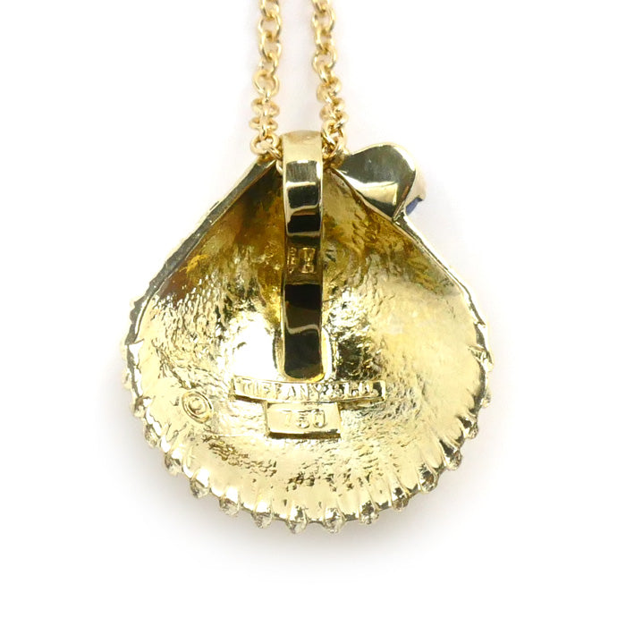 TIFFANY&Co. ティファニー K18YG イエローゴールド シェル ネックレス サファイア 3.6g 47cm レディース【中古】【美品】