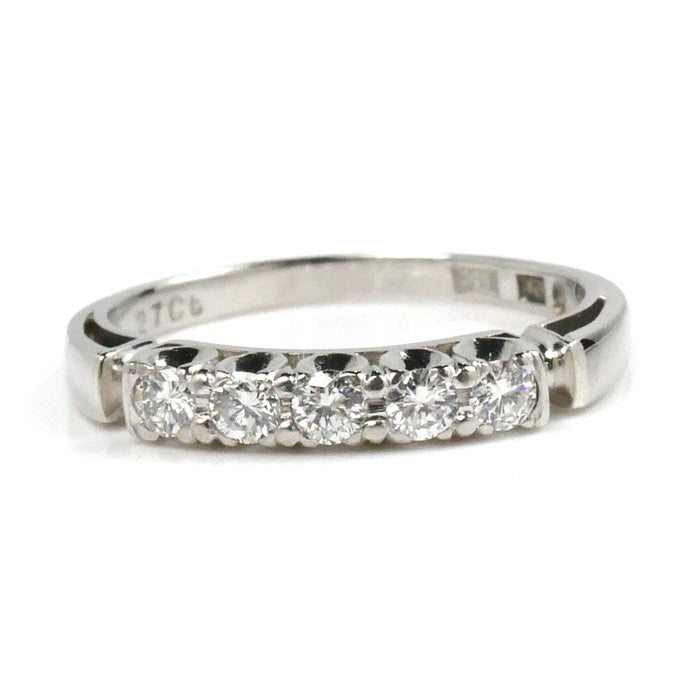 MIKIMOTO ミキモト Pt950プラチナ リング・指輪 ダイヤモンド0.27ct 9.5号 3.4g 一文字 縦爪 レディース【中古】【美品】